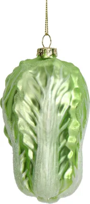 Produktbild von Christbaumschmuck 11cm Glas Kohlkopf Figur Hellrün