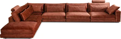 Produktbild von KAWOLA Sofa ETICO Ecksofa Mega-Wohnlandschaft Recamiere links Velvet rostrot