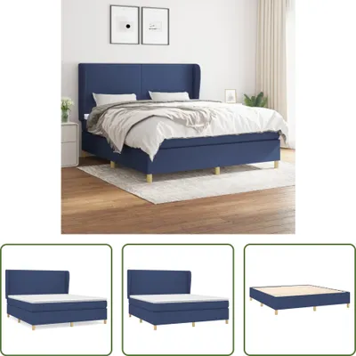 Produktbild von The Living Store Boxspringbett mit Matratze Blau 160x200 cm Stoff