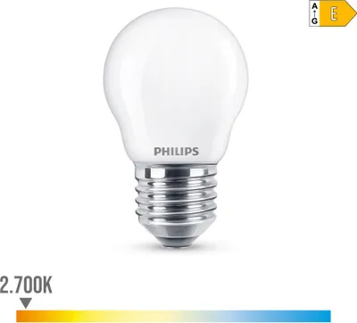 Image de Ampoule Led Sphérique E27 6.5w 806lm 2700k Lumière Chaude ø4.5x7.8cm Philips