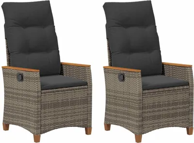 Produktbild von vidaXL Verstellbarer Gartenstuhl Grau und Dunkelgrau Poly-Rattan