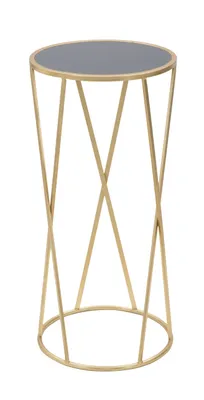 Zdjęcie produktu dla Stolik pod telefon o Ferretti Ø 35x75 cm czarno-złoty