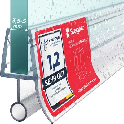 Produktbild von STEIGNER Duschtürdichtung UK18 190 cm (1 Stk.) Transparent - Dichtung gerade für Eckeinstieg Dusche oder Fünfeckdusche mit Duschtür 3,5-5 mm - Schutz gegen Auslaufen, Langlebiges Material, Wasserdicht