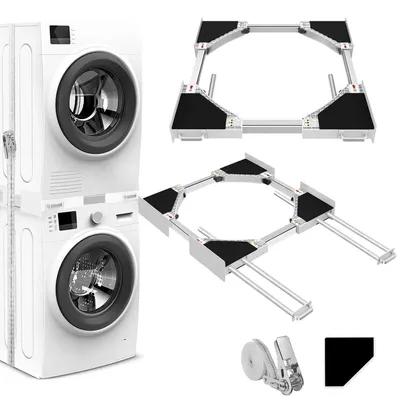 Productafbeelding van Tussenframe voor wasmachine en droger, met 4 uitschuifbare buizen, breedte 56-69 cm
