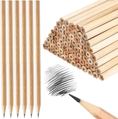 Produktbild von Bleistiftset 50 Stueck, hexagonal, Naturholz, fuer Kinder