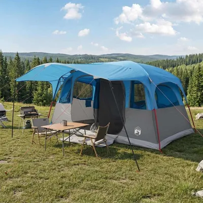 Produktbild von Tunnelzelt mit Dach Blau 427 x 305 x 205 cm Polyester und Stahl - Campingzelte c2599