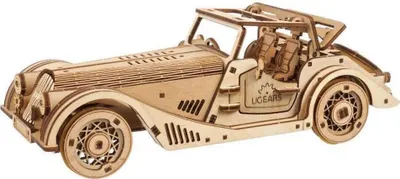 Produktbild von Sportwagen Modellbausatz mit Doppelmotor – Retro Roadster 1:24 Holz