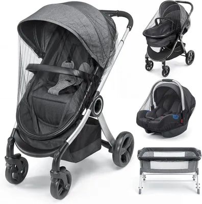 Productafbeelding van Zwarte set van 2 universele muggennetten voor kinderwagens