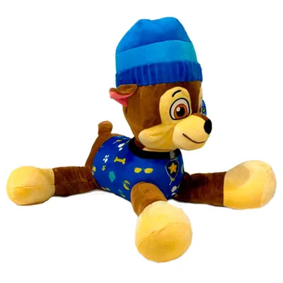 Produktbild von Paw Patrol Chase Maskottchen, großer Plüschhund mit Hut, 50 cm, Kuscheltier