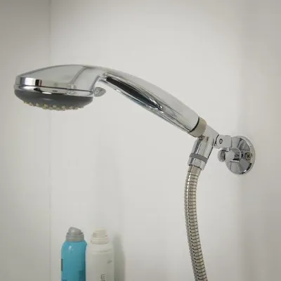 Obrázek produktu pro Držák na ruční sprchu, chromovaný, kovový, kulatý