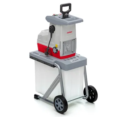 A garden shredder with a collection bin, shown against a white background.