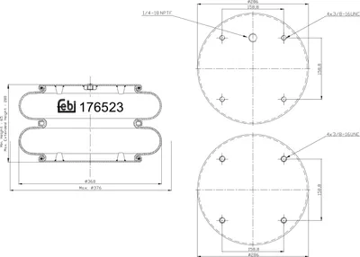 Produktbild von FEBI BILSTEIN Luftfederbalg Federbalg 176523 280mm 74mm 286mm 368mm 7,0kg