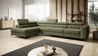 Produktbild von FURMEB24 ECKSOFA PRAGA MAXI mit schlaffunktion links 350 x 203 cm GRUN