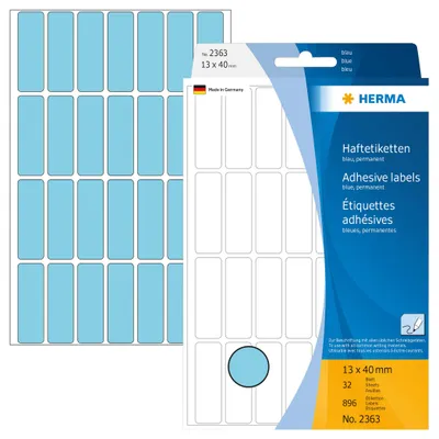Produktbild von Vielzwecketiketten blau 13x40 mm Papier matt 896 St.