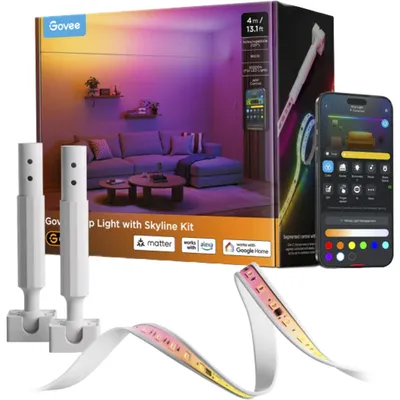 Imagen del producto de Kit de luces LED Govee con diseño de horizonte urbano, sistema de iluminación inteligente, conexión Wi-Fi/Bluetooth, color blanco, 350 lúmenes por vatio, compatible con Android e iOS