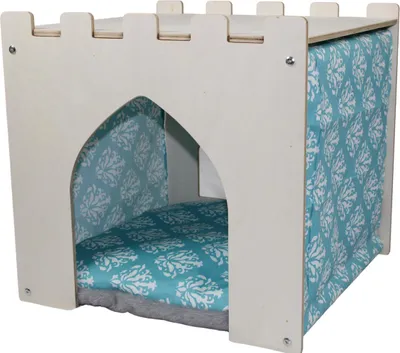 Produktbild von Pettimania Holzschloss für Katzen blau