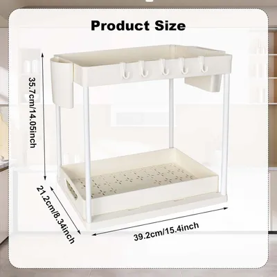 Obrázok produktu pre Organizér do kuchynskej skrinky, 2-úrovňový, multifunkčný, biely, 1 sada, vhodný do kuchyne a kúpeľne