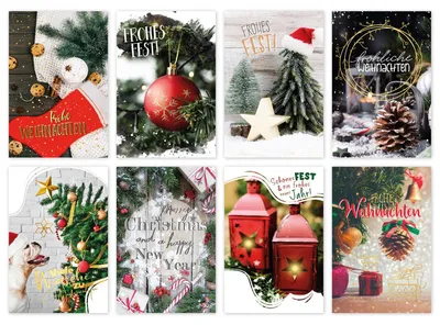 Produktbild von Glückwunschkarten Weihnachten 100 Stück 8 Motive