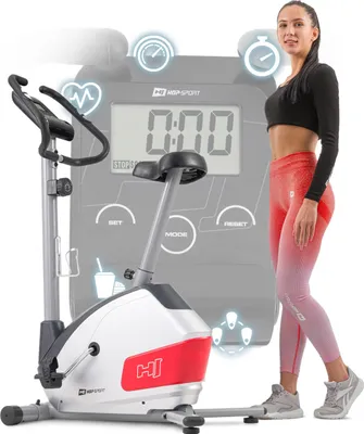 Produktbild von Hop-Sport Heimtrainer HS-035H Fitnessbike zuhause mit Computer Ergometer belastbar 135kg silber