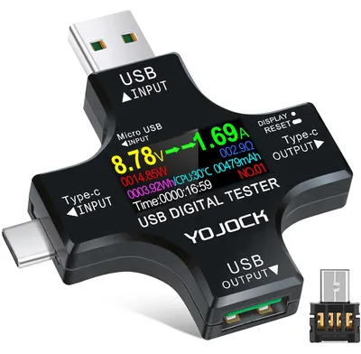 Productafbeelding van USB Power Meter Testers 2 in 1, Digitale Multimeter voor Spanning en Stroomcapaciteit