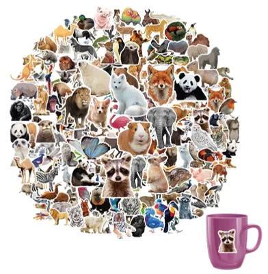 Productafbeelding van 100 Dierenstickers, Sticker van bosdieren voor kinderen
