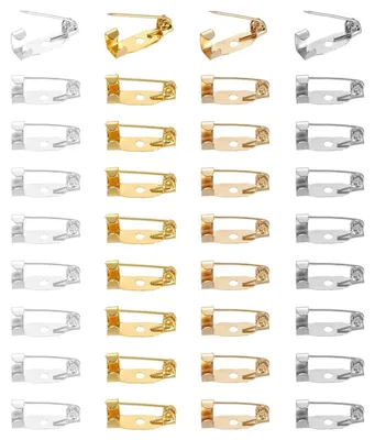 Produktbild von Brosche Nadelrückseiten - Sicherheitsnadeln aus Metall für DIY Bastelarbeiten und Schmuckherstellung - 200 Stück, 15 mm, Silber/Gold/Weißgold/Roségold