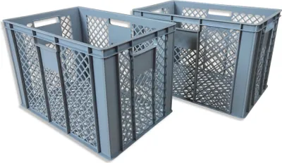 Produktbild von 2 x Bäckerkiste Brötchenbox Brotbehälter Eurobehälter Stapelbox Gitterbox EURO-Norm 41cm grau