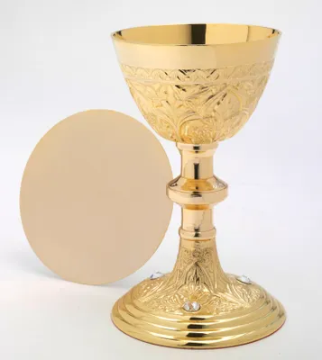 Produktbild von Ciborium vergoldet mit edlen Kristallsteinen (Höhe 22 cm)