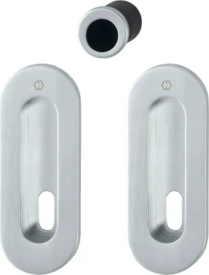 Produktbild von HOPPE Schiebetürmuschel Set M472 - BB, ovale Rosette, Messing verchromt matt