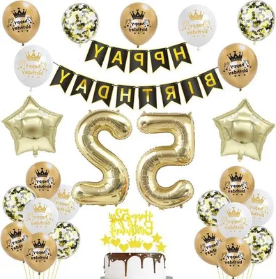 Immagine prodotto di Decorazioni di compleanno "Happy Birthday" 52 anni, nero e oro