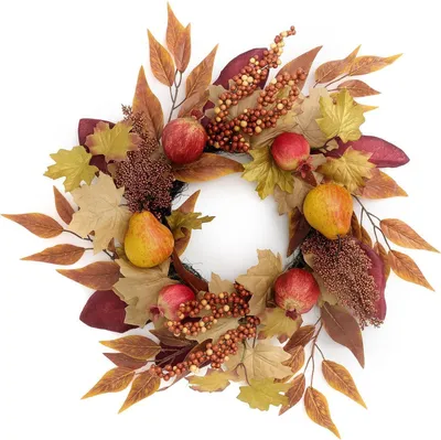 Immagine prodotto di Ghirlanda autunnale con frutta artificiale e foglia d'acero 45 cm