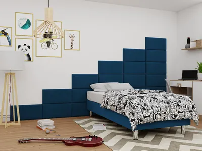Produktbild von MIRJAN24 Boxspringbett Lux für Wandpaneel, Einzelbett mit Matratze, Schlafzimmer (Farbe: Manila 26, Größe: 90x200 cm)