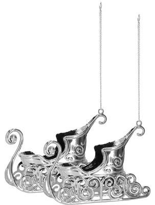 Produktbild von SPRINGOS Weihnachtsdeko Weihnachtsbaumanhänger Weihnachtsmann-Schlitten 2 Stück Hängedeko Tannenbaumschmuck 8,5 cm Weihnachten