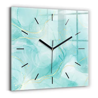 Obrázok produktu pre Wallfluent Hodiny - Sklenené Nástenné Hodiny - Tichý Quartz Strojček - Nástenná Dekorácia Spálňa Kuchyň - Čierna Ruky - 30x30 cm - Abstraktný mramor