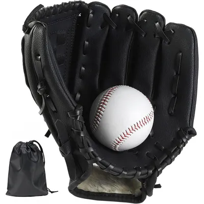 Immagine prodotto di Guanti da baseball, guanti da softball, con palla, colore nero, taglia 12,5 pollici
