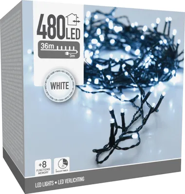 Immagine prodotto di Kerstverlichting | 480 LED | 36m | Bianco | Timer e funzioni luminose