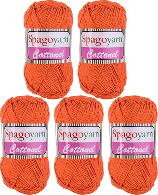 5 x 100g Strickgarn Cottonel Uni Häkelwolle Handstrickgarn intensivorange