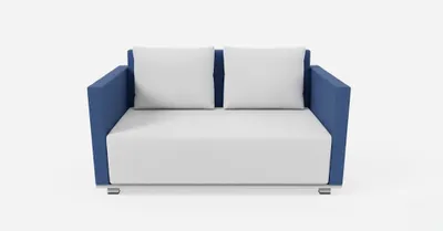 Immagine prodotto di Divano a due posti blu, stile minimalista, design moderno, angoli arrotondati