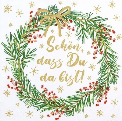 Produktbild von 20 Servietten Rundherum festlich - Weihnachtskranz „Schön“ 33x33cm