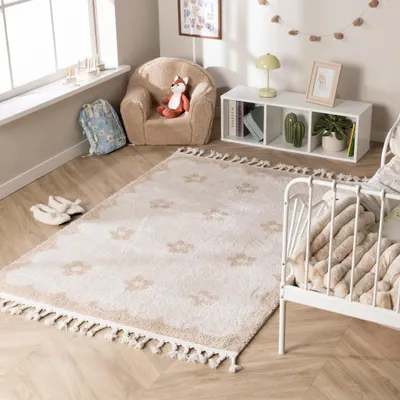 Zdjęcie produktu dla Volero - Zmywalny dywanik dla dzieci - Moos Flower Krem - 200x290 cm