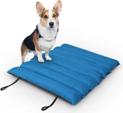 Produktbild von Hundematte 85x70cm ( Blau ) - Outdoor - wasserabweisend & atmungsaktiv - Hundebett gepolstert - waschbares Hundekissen für draußen