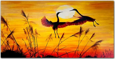 Produktbild von Coloray Bild aus Acryl 100 cm x 50 cm - Wanddekoration Küche Acrylblock mit Bild Dekoration Wohnzimmer Gehärtetes Acryl - Tiere Vögel Sonnenuntergang