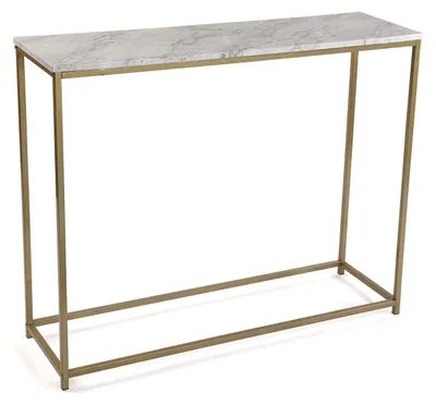 Konsolentisch 81x30x100 cm, Marmoroptik/Gold, MDF/Metall