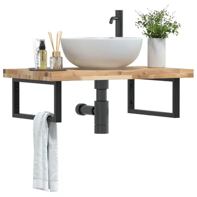 Immagine prodotto di Maison Exclusive - Mensola lavabo da parete in acciaio e legno di acacia