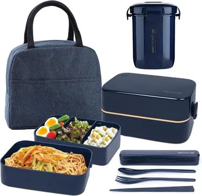 Produktbild von Famanu Bentobox 2-lagig - Praktische Lunchbox mit verstellbaren Fächern