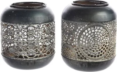 Produktbild von Kaemingk Teelichthalter 2er Set 11 x 14cm Metall kupferbraun