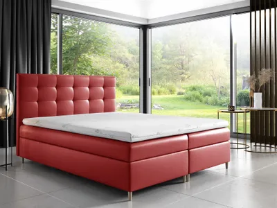 Produktbild von Boxspringbett Schlafzimmerbett ARVID 180x200cm Kunstleder Rot