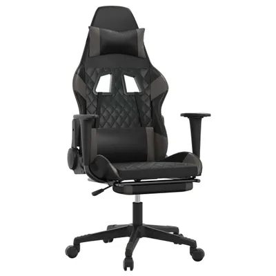 Produktbild von vidaXL Gaming-Stuhl mit Fußstütze Schwarz und Grau Kunstleder