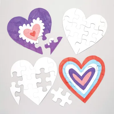 Produktbild von Herzförmige Puzzle zum Ausmalen Bastelpuzzle - 16,5 x 16,5 cm - 10 Stück - 10 Teile pro Puzzle - Ausmalbar