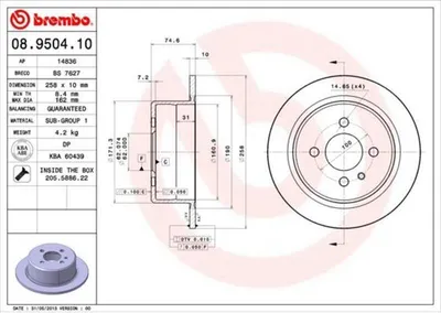 Image de 2x BREMBO disque de frein 08.9504.10 pour BMW 3 Limousine (E30) 3 Touring (E30) 75mm